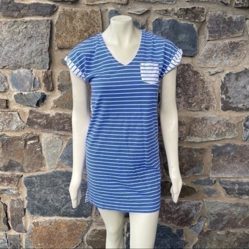 Vineyard Vines Stripes shirt dress size small blue white nautical